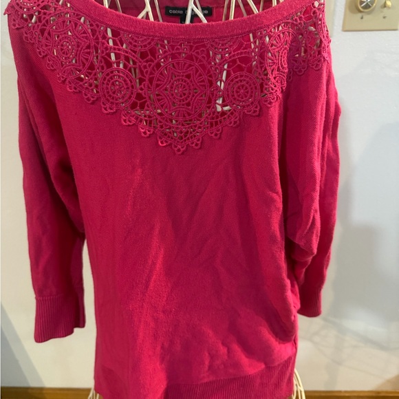 Cable & Gauge Sweaters - Cable & Gauge Women's Fuchsia Lace Sweater